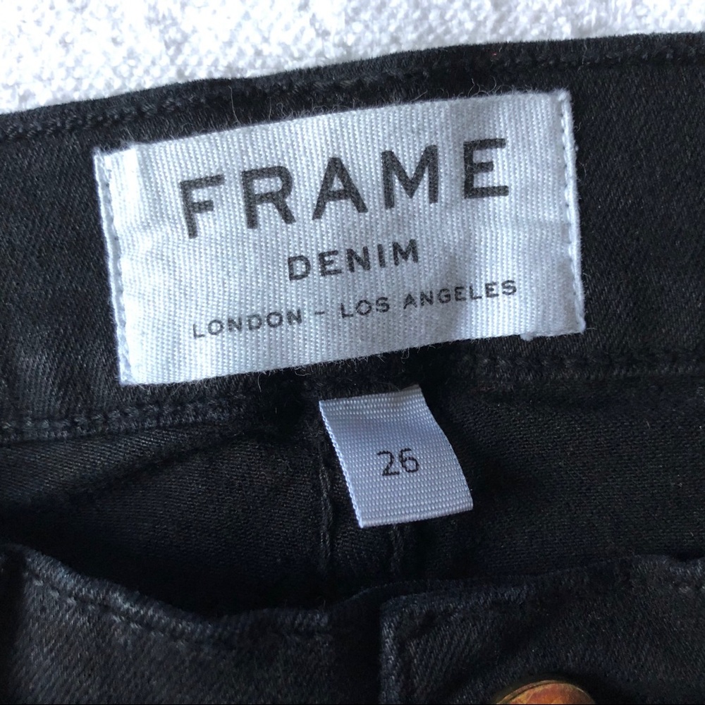 FRAME Black Denim Ripped 26 Le Skinny Film Noir - Picture 7 of 15